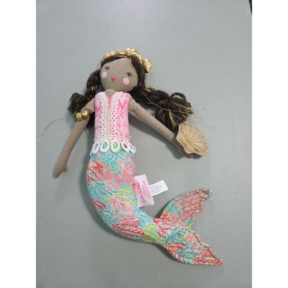Pottery Barn & LILLY PULITZER LET’S CHA CHA MERMAID Plush Doll PINK plush